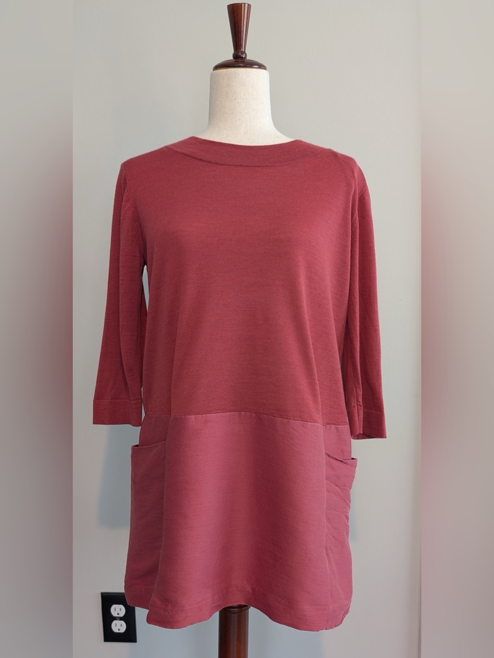 COS Women’s Day Dress Artsy Lagenlook Relaxed Boat Neck Dusty Rose Size Small